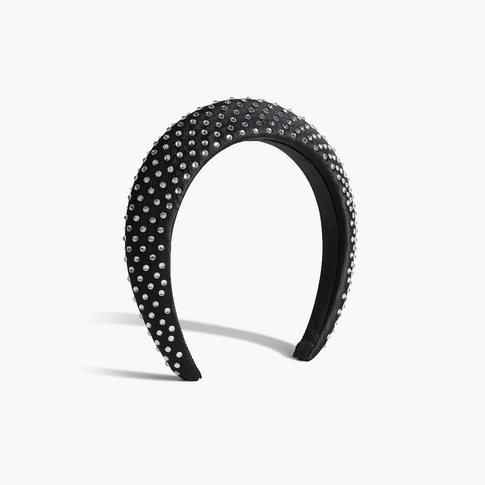 Hill House Home The Rhinestone Halo Headband - Black Satin/Crystal Rhinestones B